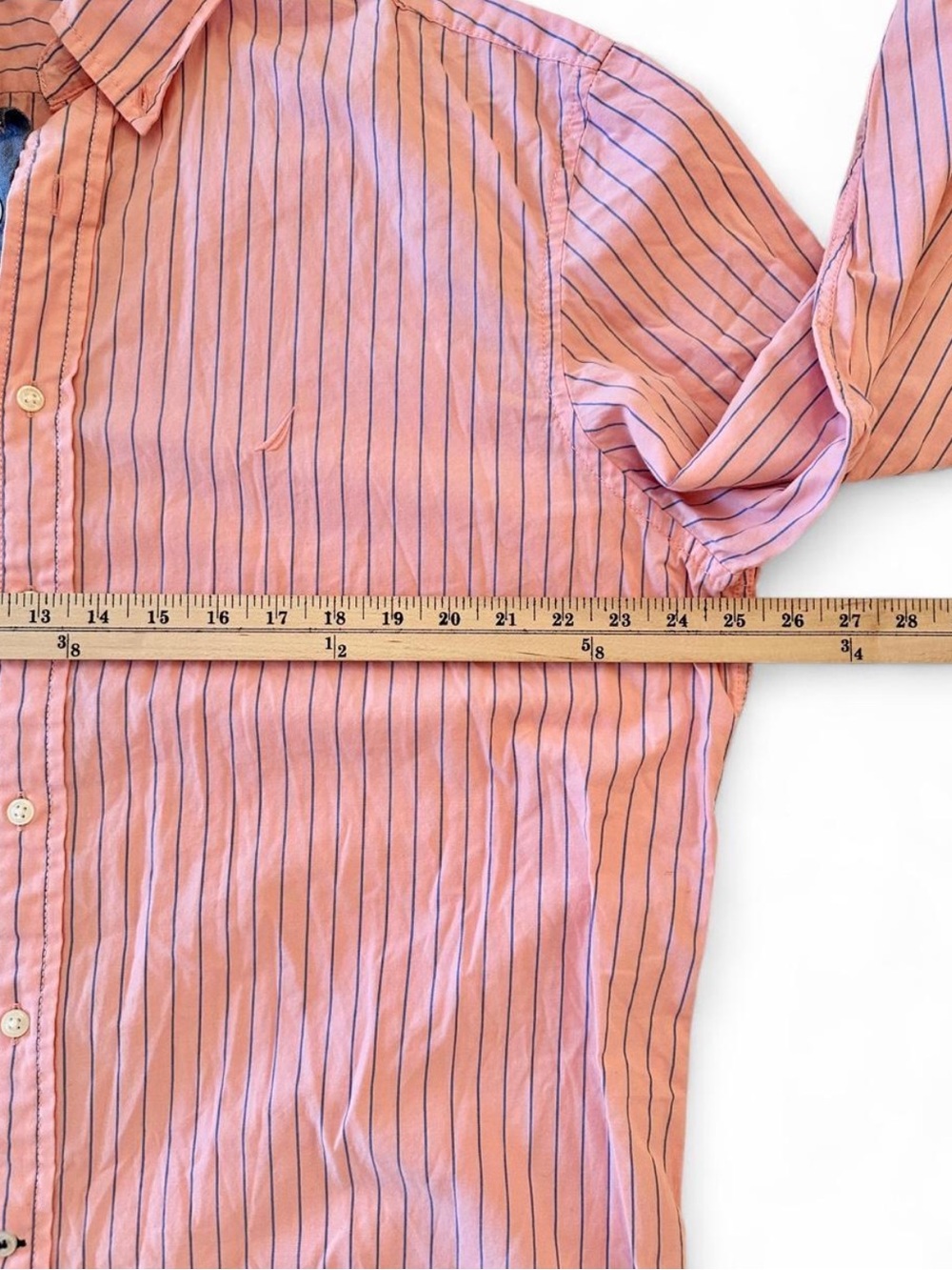 ✨SOLD✨Nautica Pink & Blue Striped Cotton Button Down Shirt XL Coastal Preppy - Picture 7 of 8